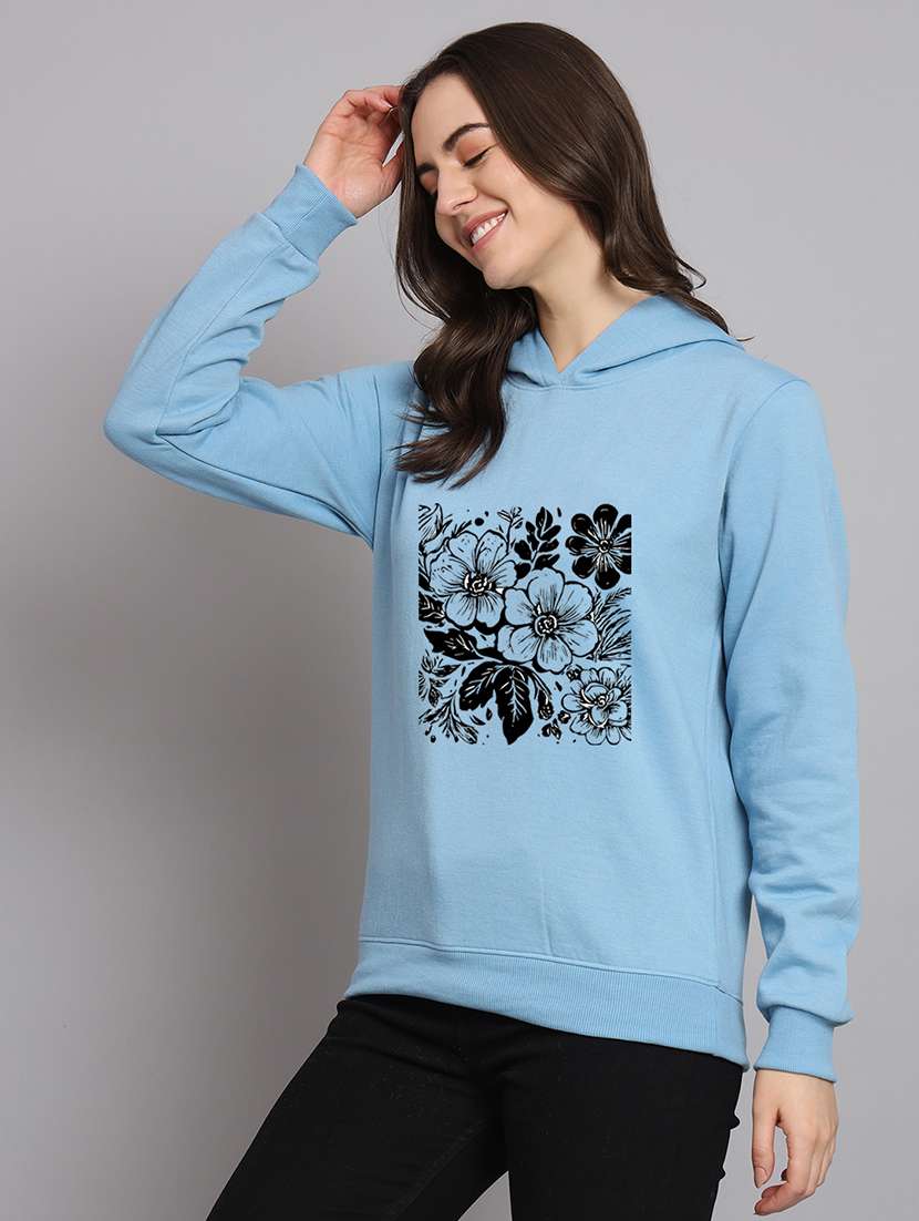 women printed long sleeve hooded sweatshirt - 22107583 -  Standard Image - 1