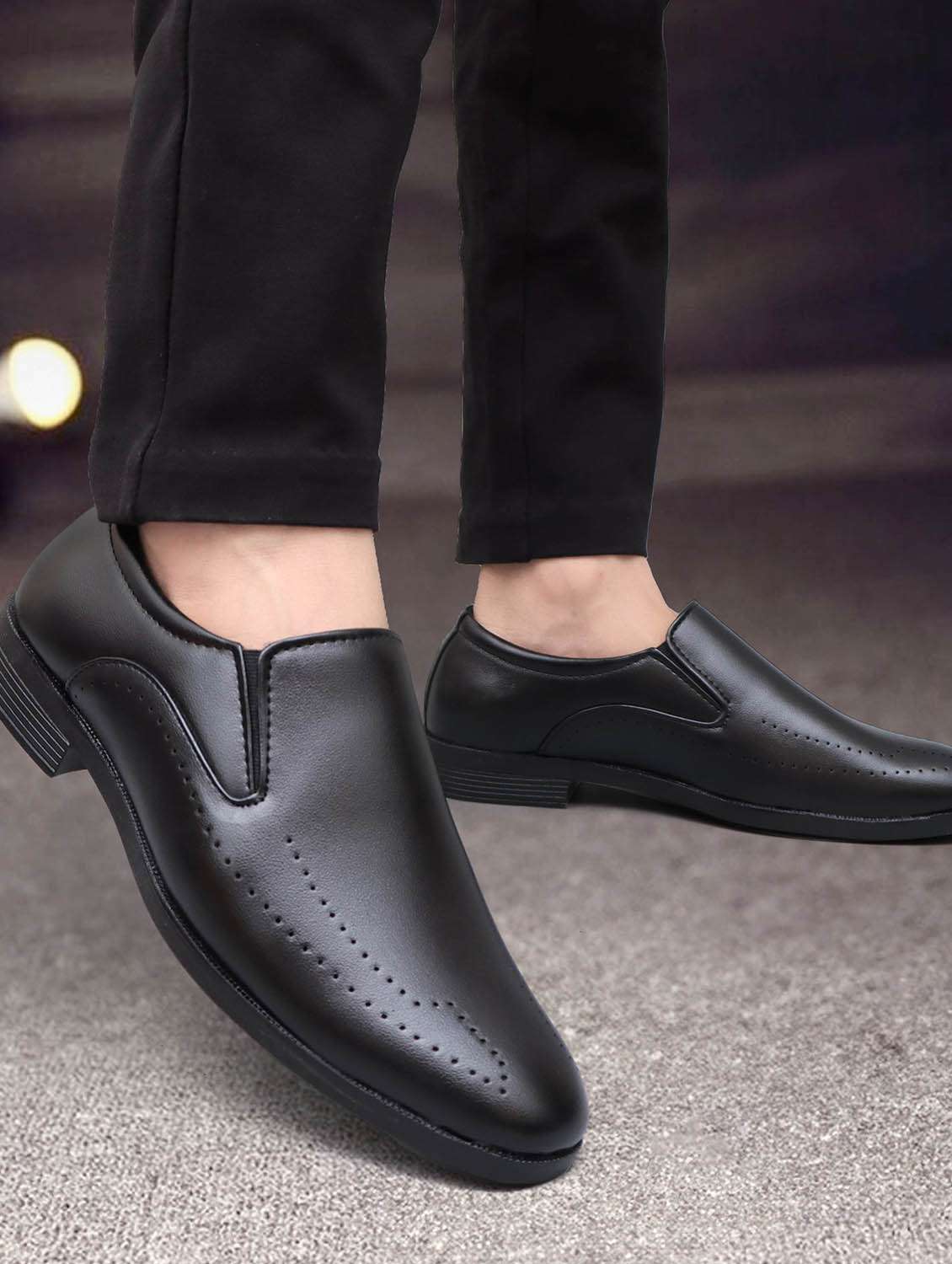 men black slip on formal shoes - 22107585 - Standard Image - 1