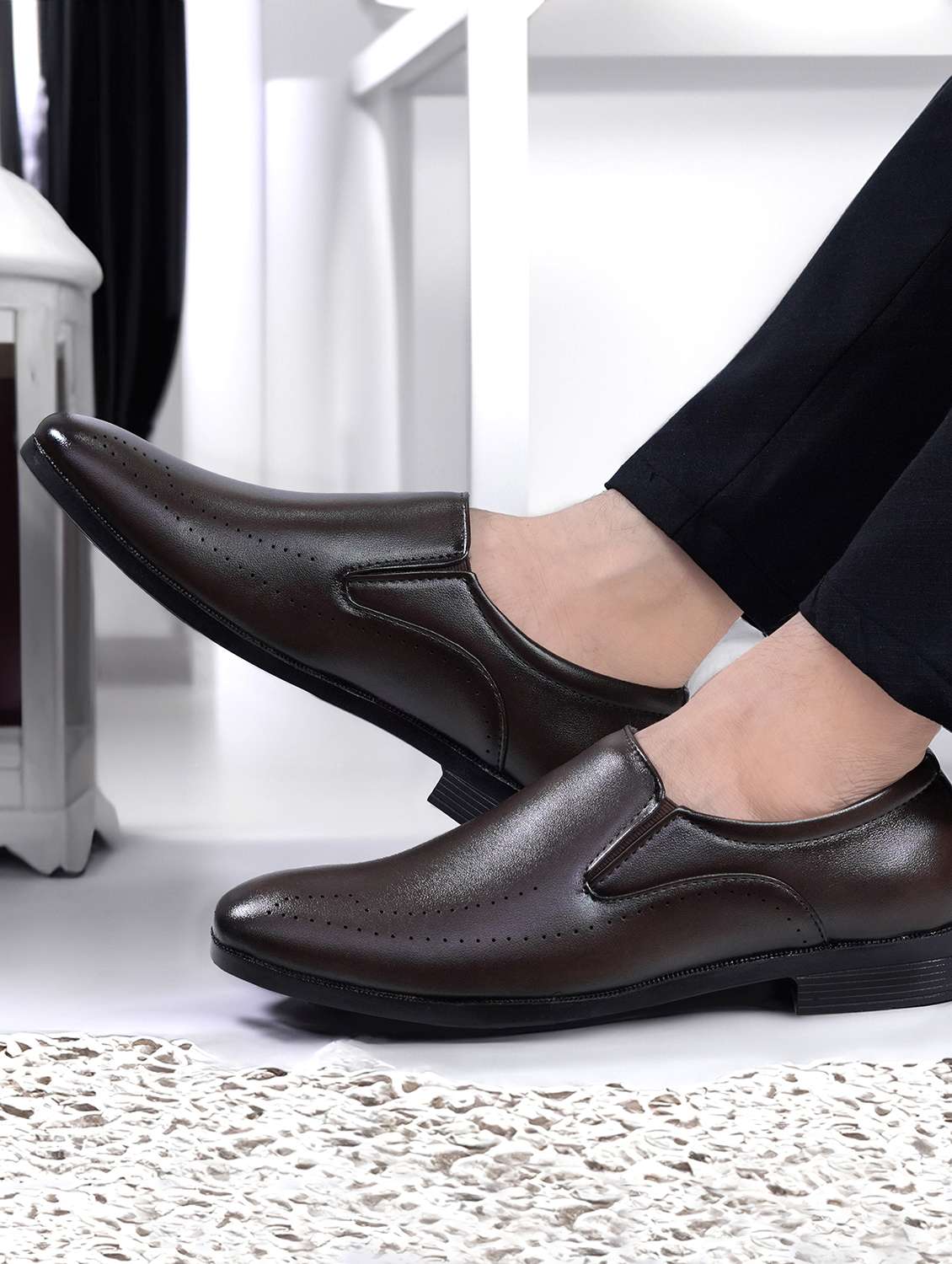 men brown slip on formal shoes - 22107586 - Standard Image - 1