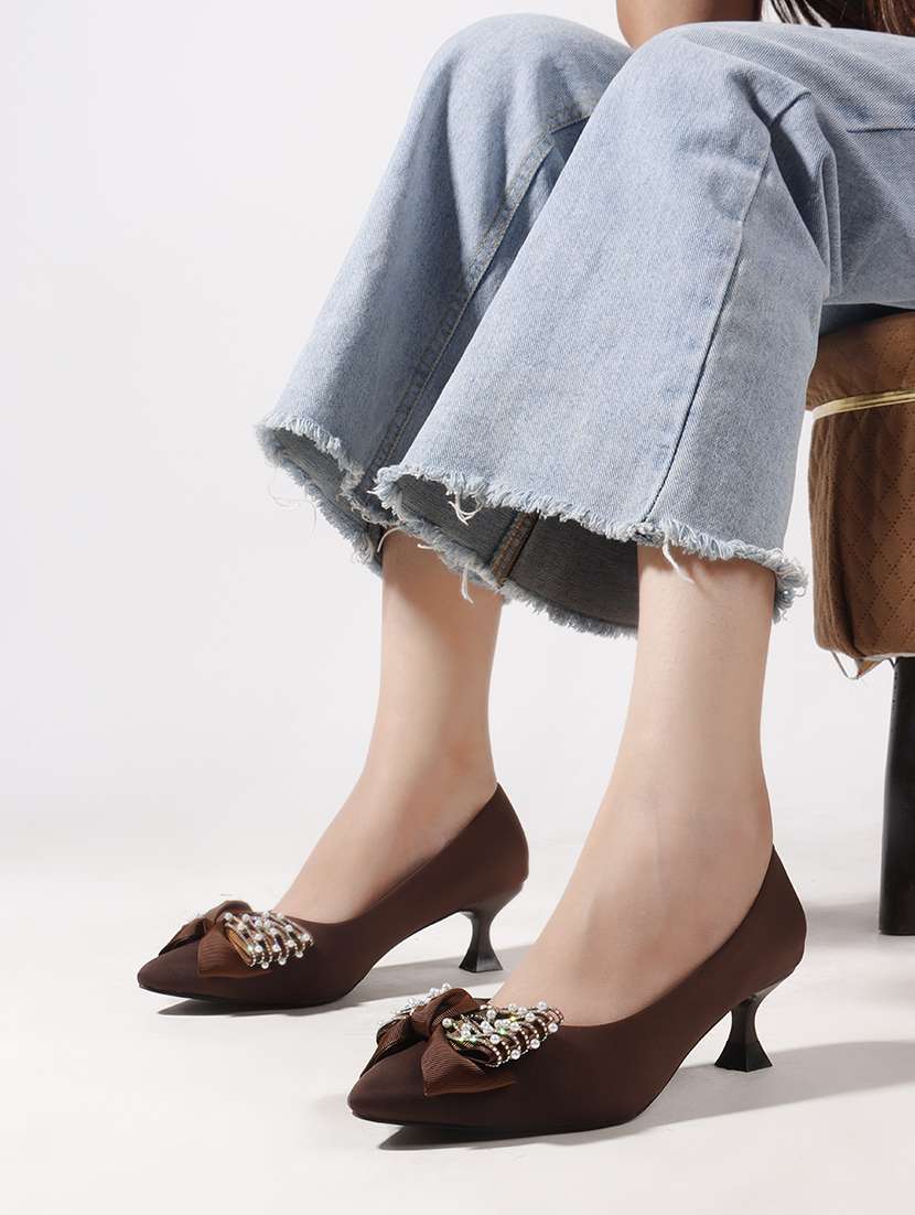 women brown slip on pump - 22107650 -  Standard Image - 1