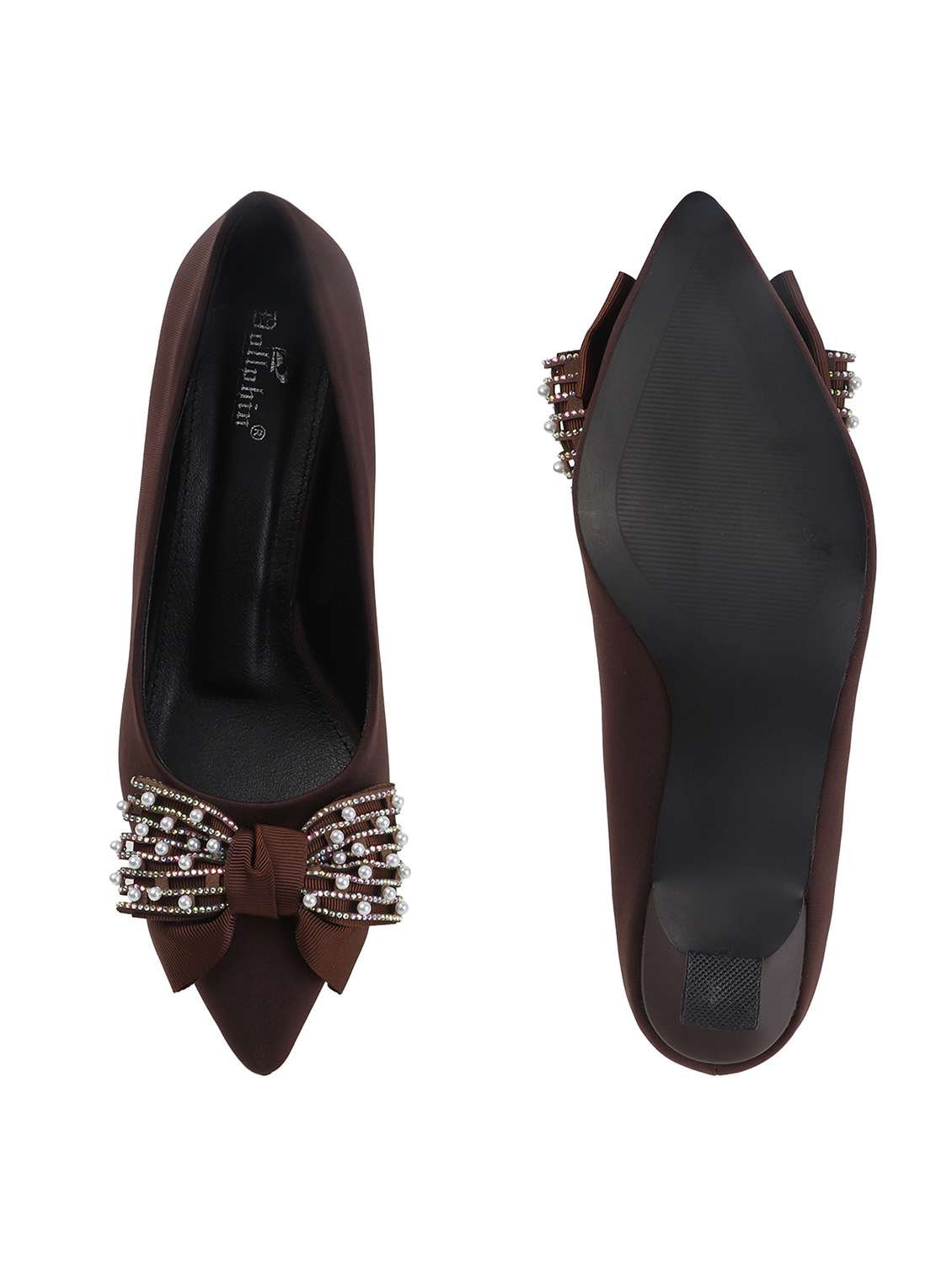 women brown slip on pump - 22107650 -  Standard Image - 4