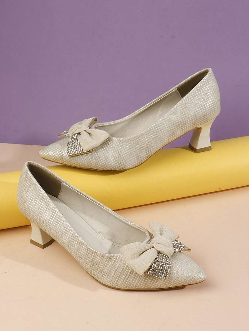 women cream slip on pump