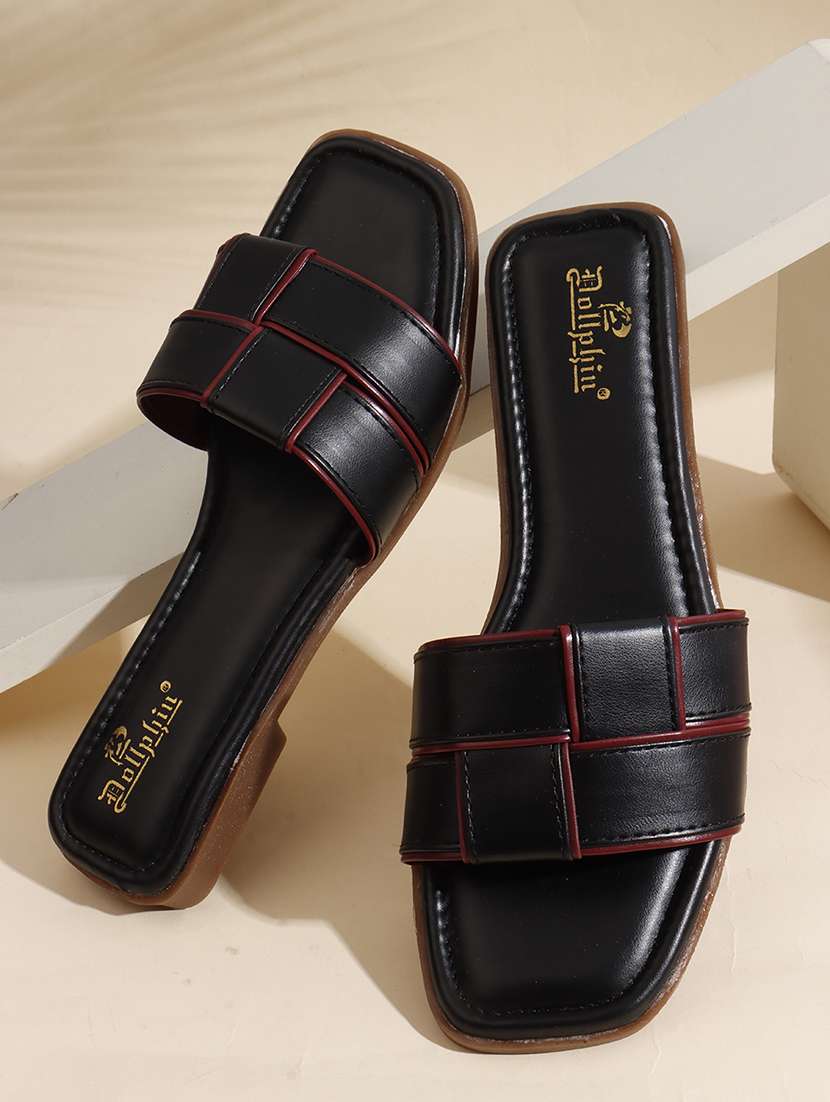 women solid slip on flat sandal - 22107662 - Zoom Image - 0
