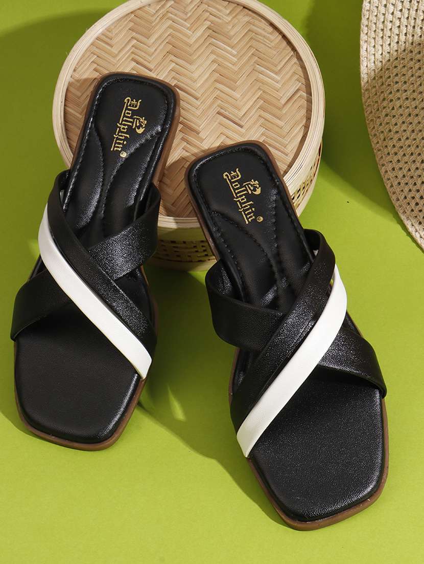 women solid slip on flat sandal