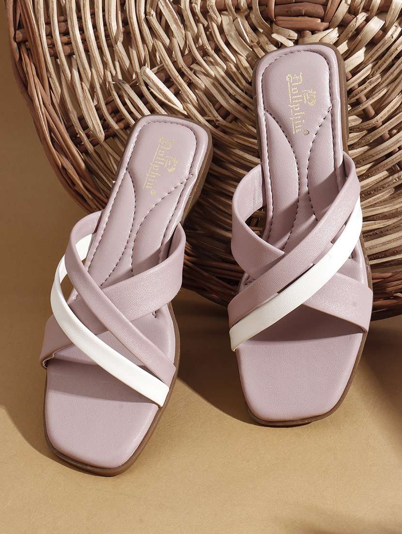 women solid slip on flat sandal