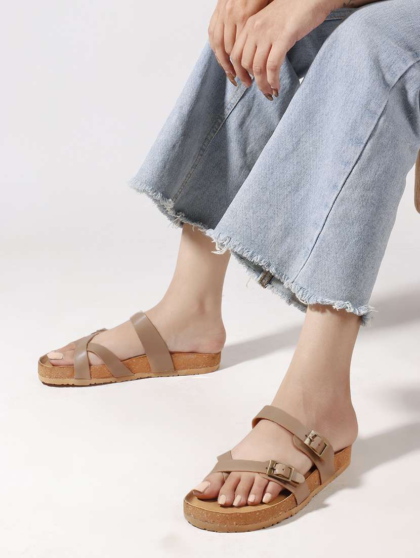 women solid slip on flat sandal - 22107668 - Standard Image - 1
