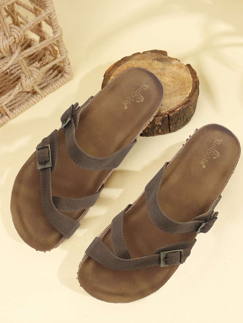 women solid slip on flat sandal