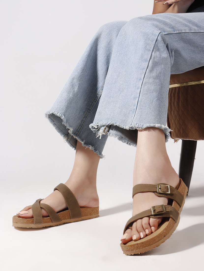 women solid slip on flat sandal - 22107669 -  Standard Image - 1