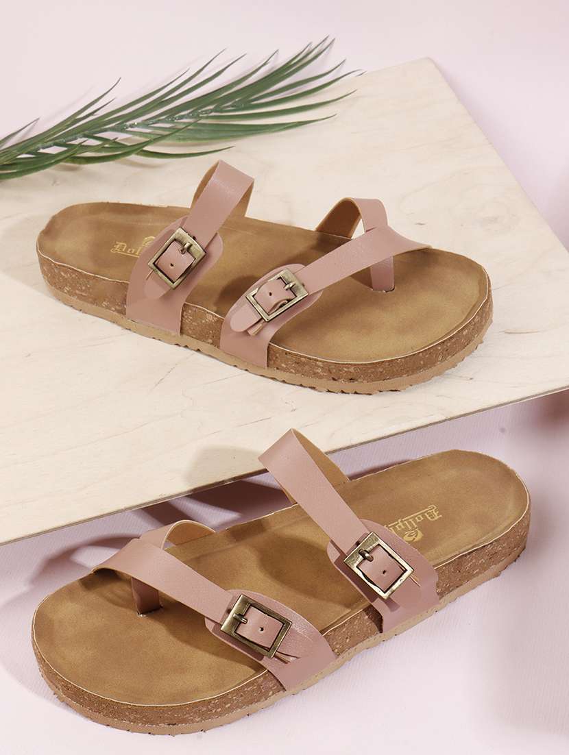 women solid slip on flat sandal