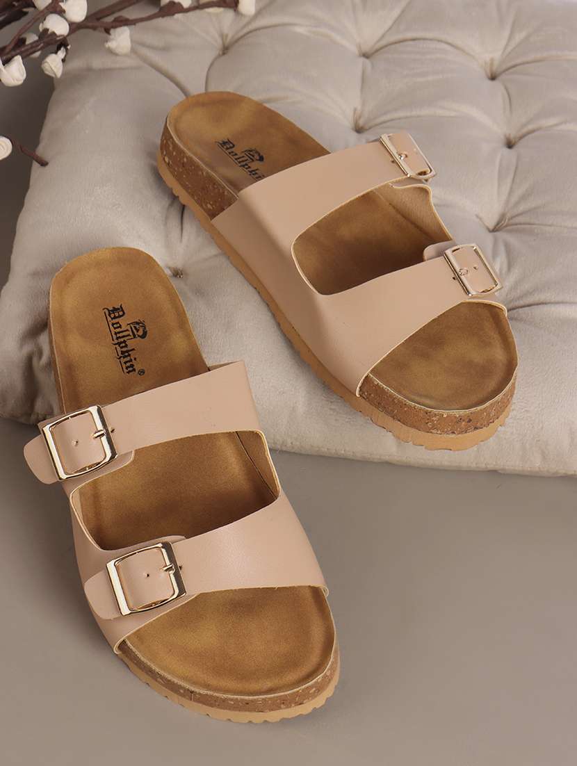women solid slip on flat sandal