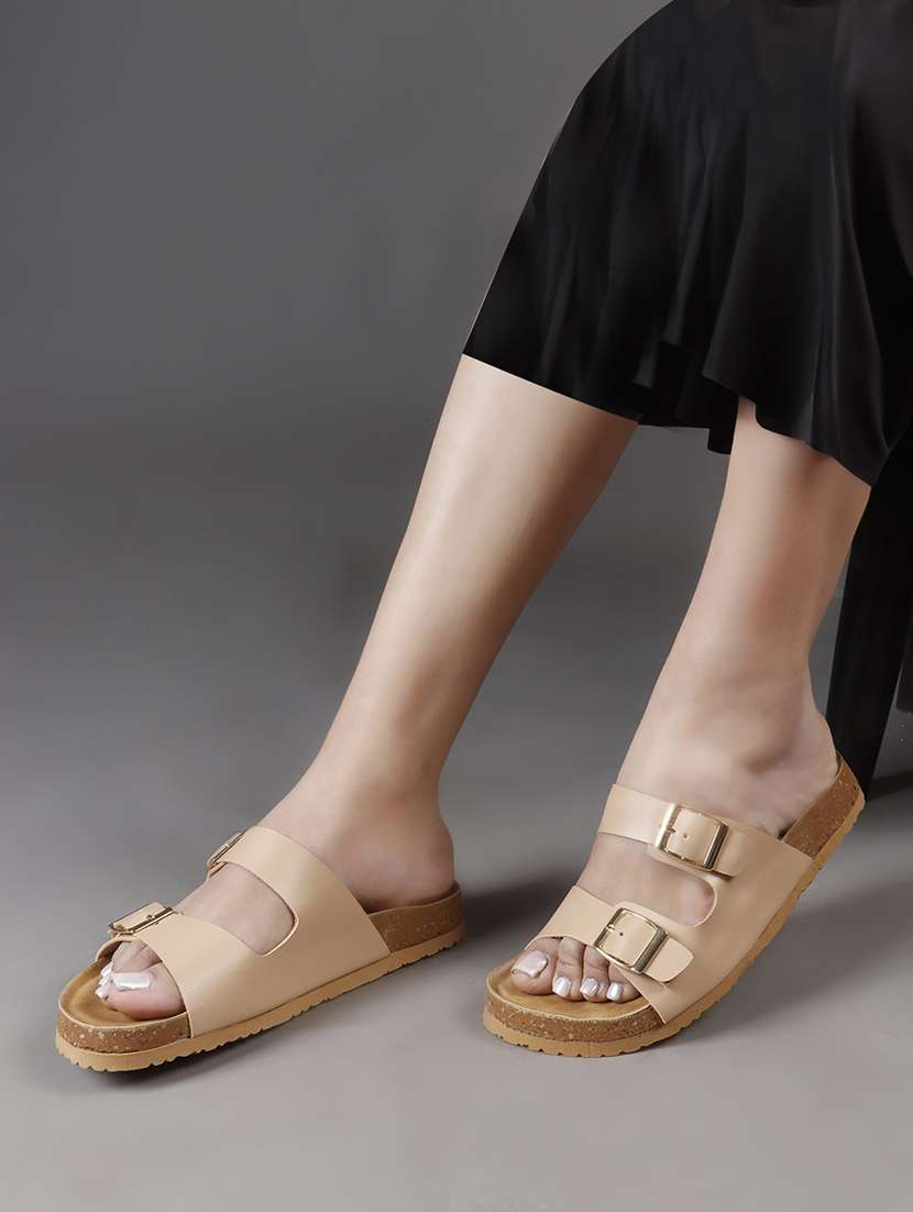 women solid slip on flat sandal - 22107676 - Standard Image - 1