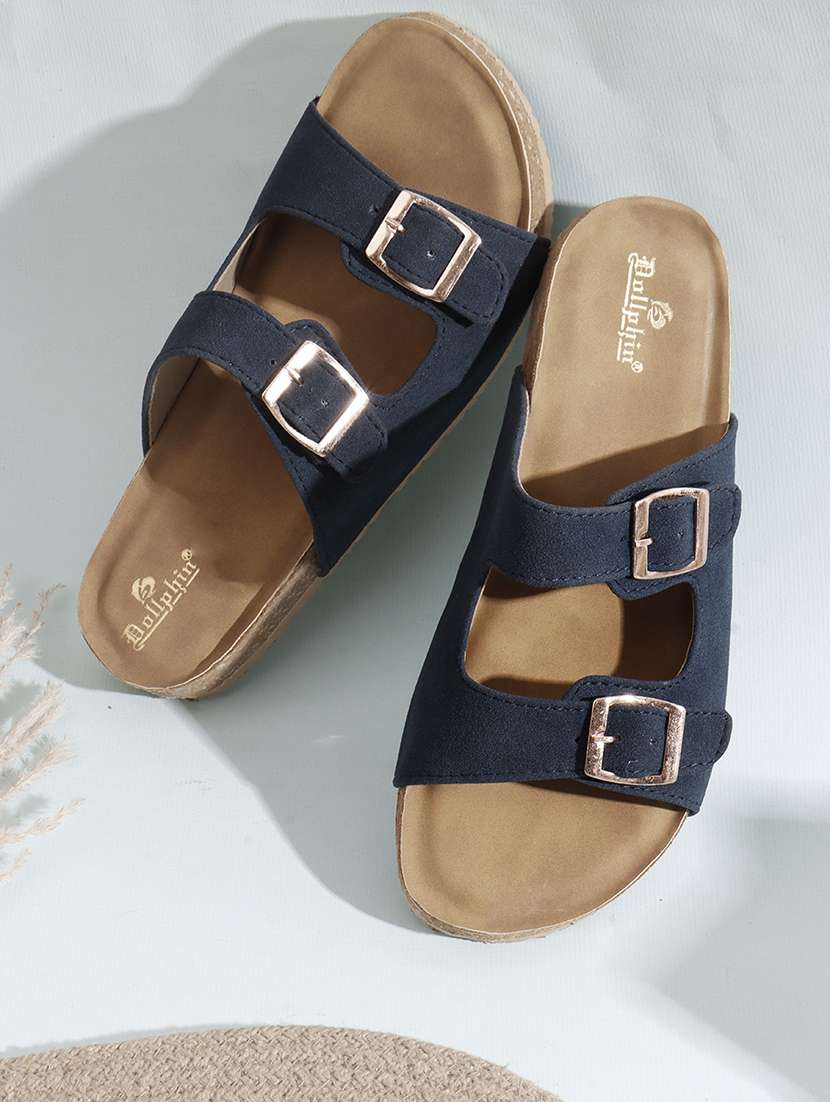 women solid slip on flat sandal