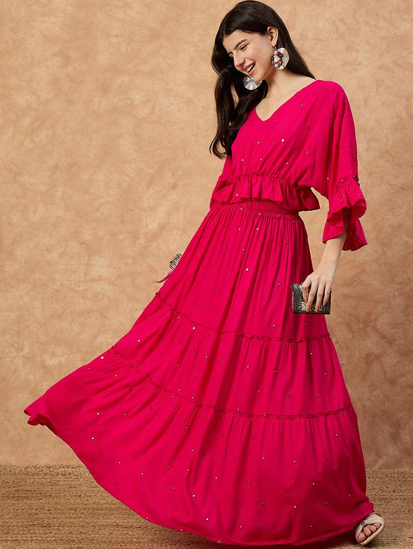 women solid with work skirt & top ethnic co-ord set - 22107693 -  Standard Image - 1