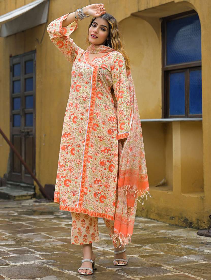 women floral printed long sleeve kurta pant with dupatta set - 22107698 -  Standard Image - 1