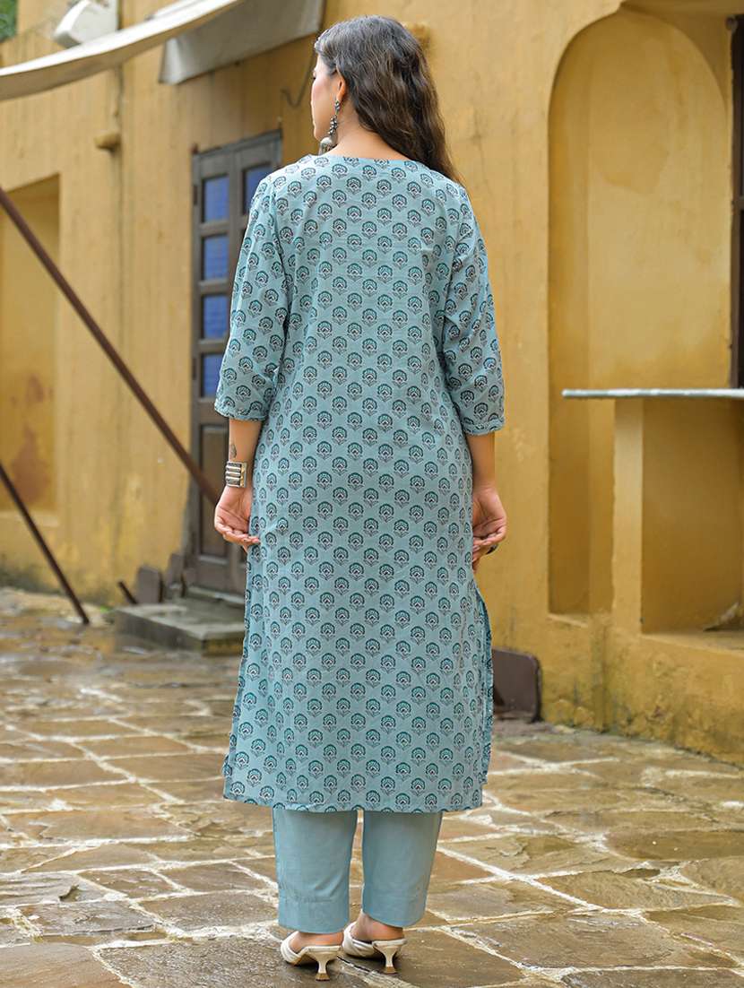 women floral printed three quarter sleeve kurta pant with dupatta set - 22107700 -  Standard Image - 4