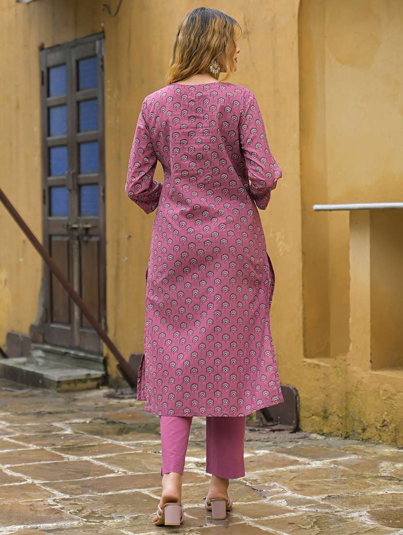 women floral printed three quarter sleeve kurta pant with dupatta set - 22107701 -  Standard Image - 4