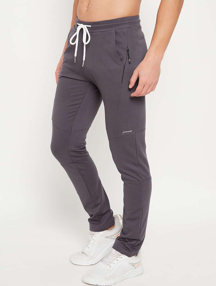 men solid mid rise full length track pant - 22107754 - Standard Image - 1