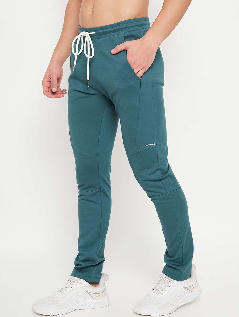 men solid mid rise full length track pant - 22107755 -  Standard Image - 1