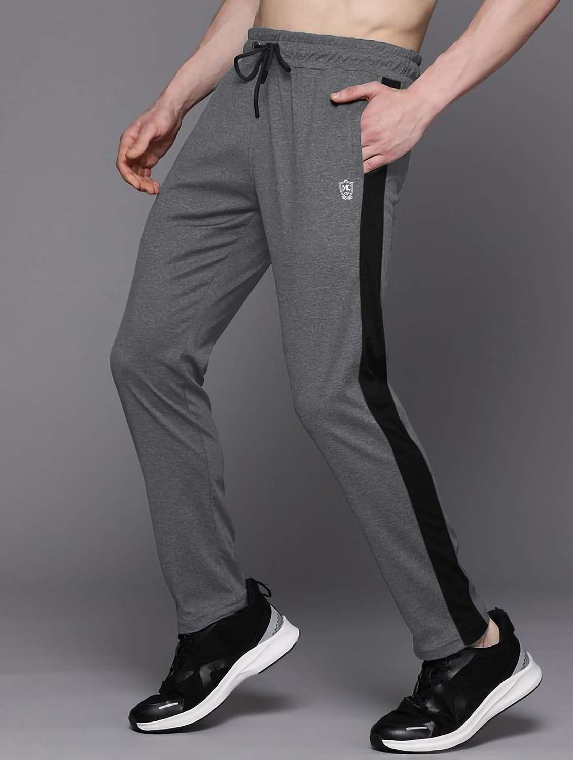 men side taped mid rise full length track pant - 22107758 - Standard Image - 1