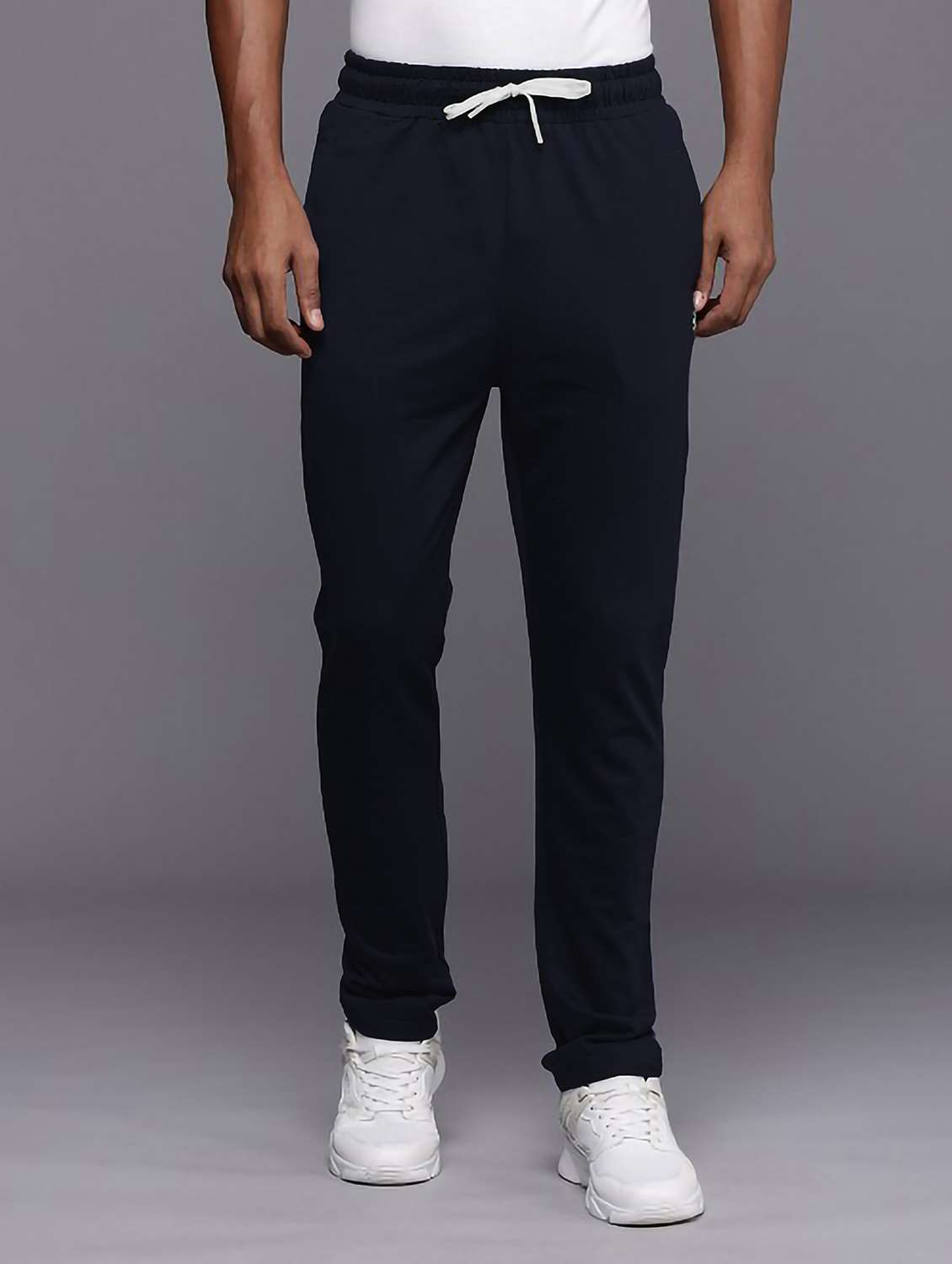 men solid mid rise full length track pant - 22107762 -  Standard Image - 1