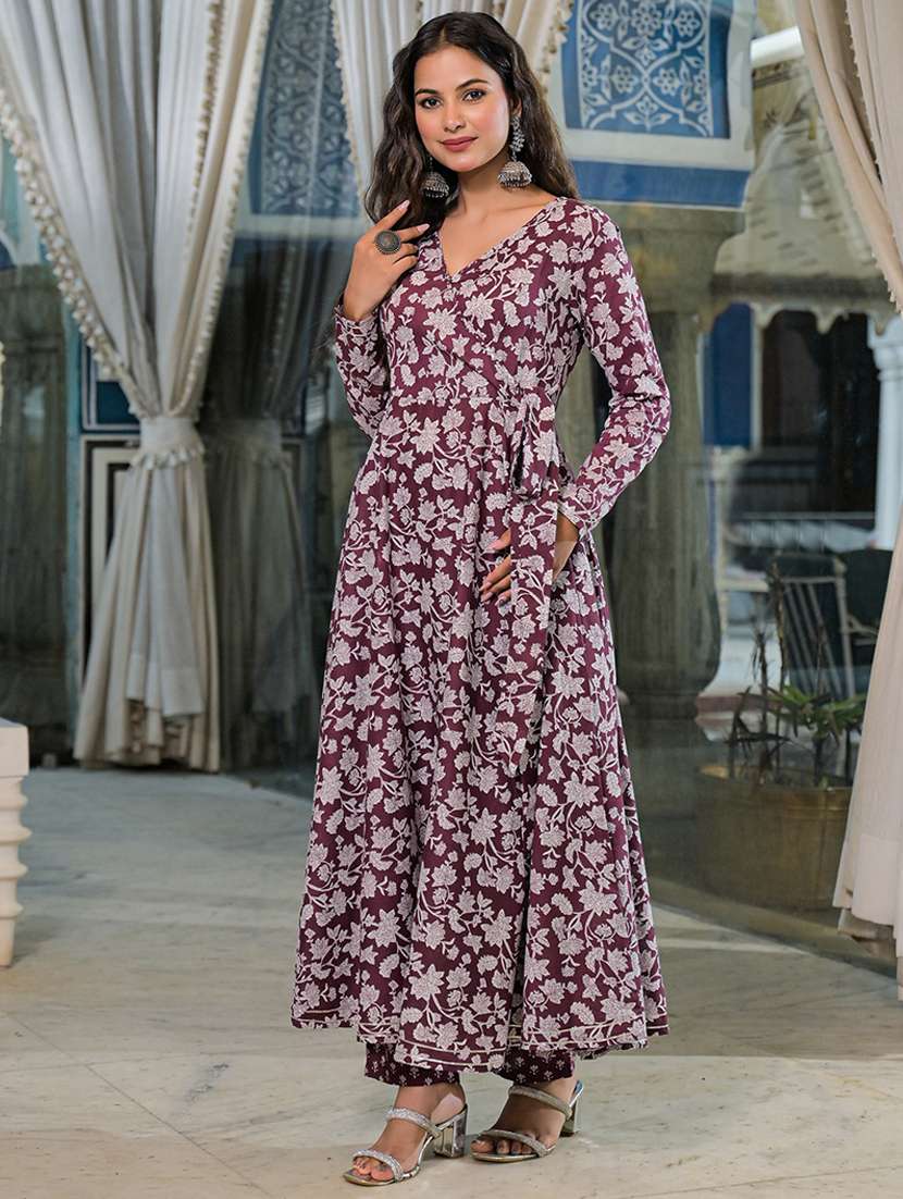 women floral printed long sleeve kurta pant set - 22107797 -  Standard Image - 1