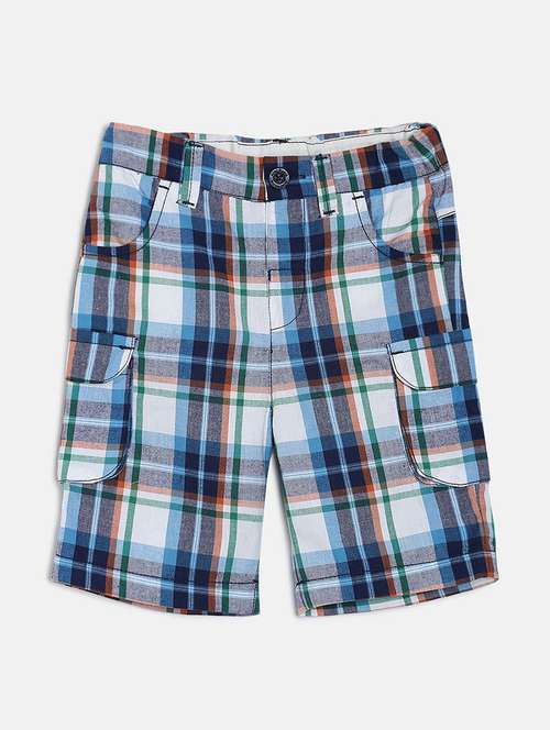 boys checkered mid rise cargo shorts