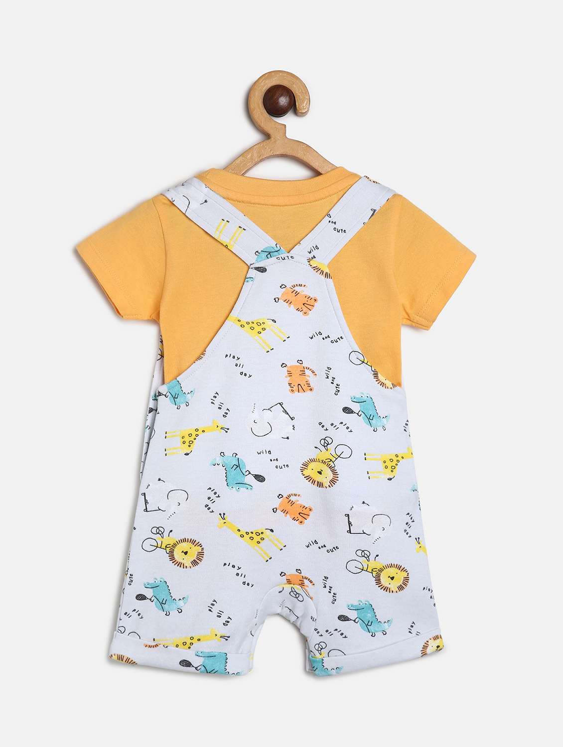 boys printed t-shirt and dungree set - 22107882 -  Standard Image - 1