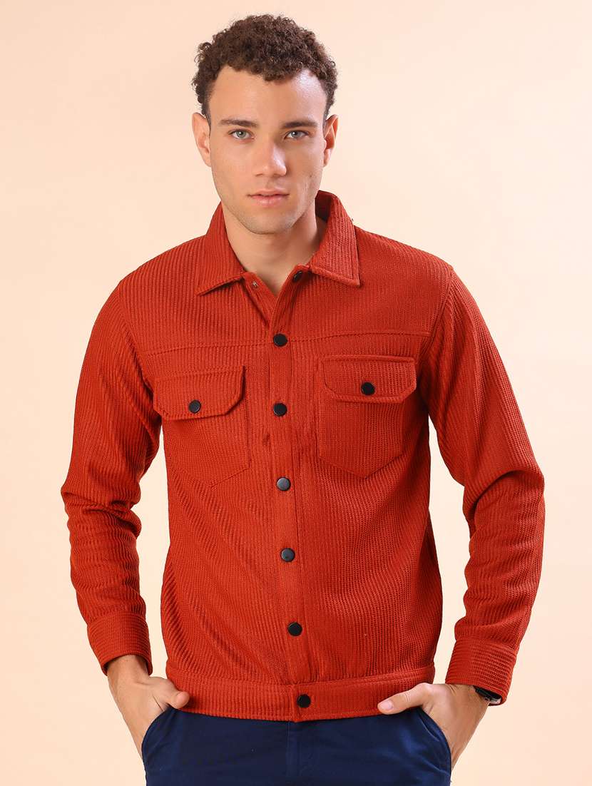 men solid long sleeve regular fit shacket - 22108041 -  Standard Image - 1