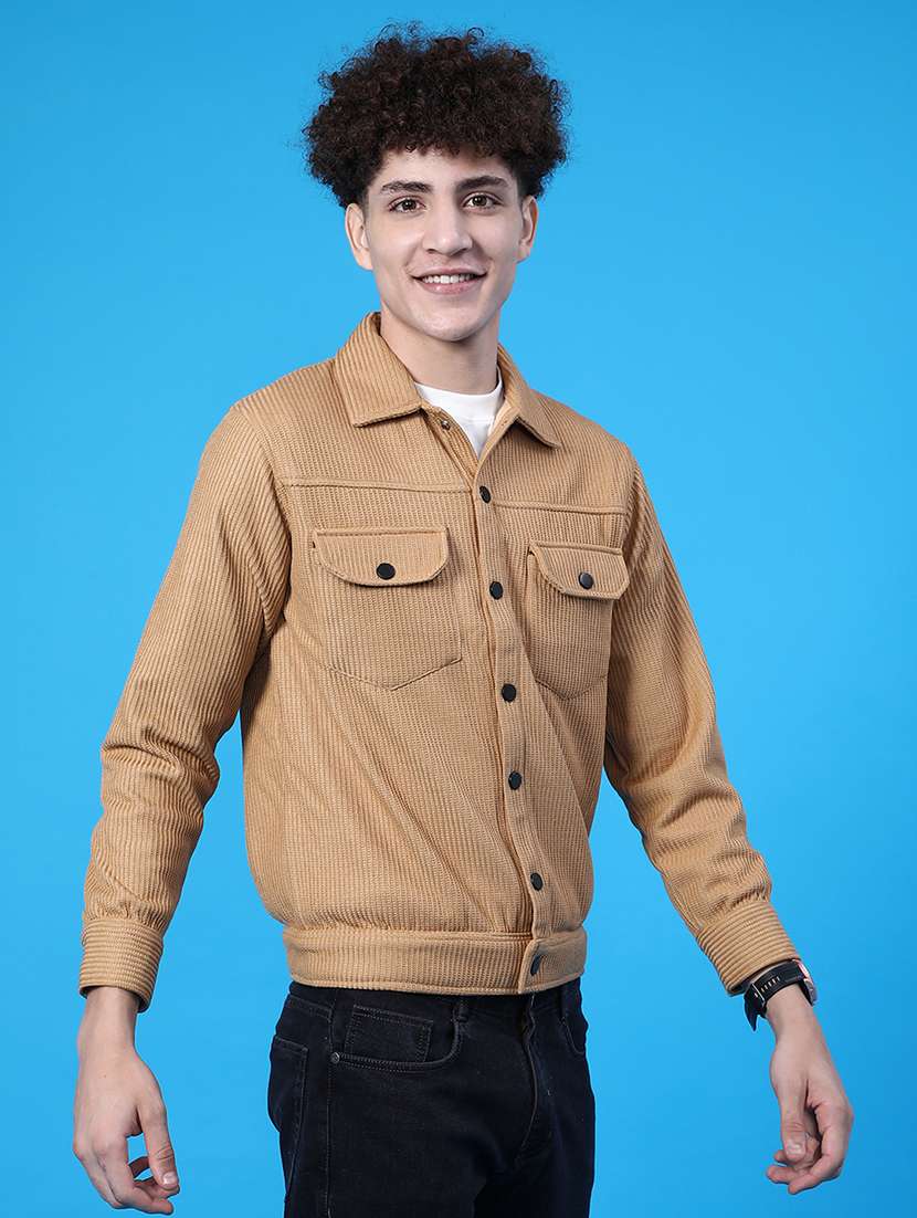 men solid long sleeve regular fit shacket - 22108042 -  Standard Image - 1