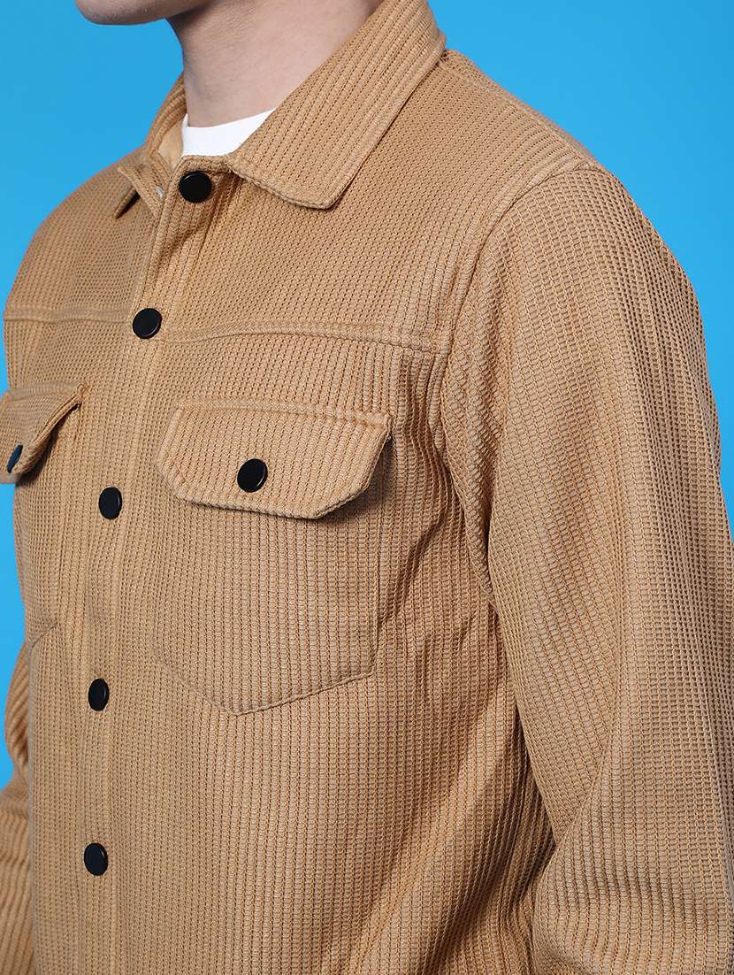 men solid long sleeve regular fit shacket - 22108042 -  Standard Image - 4