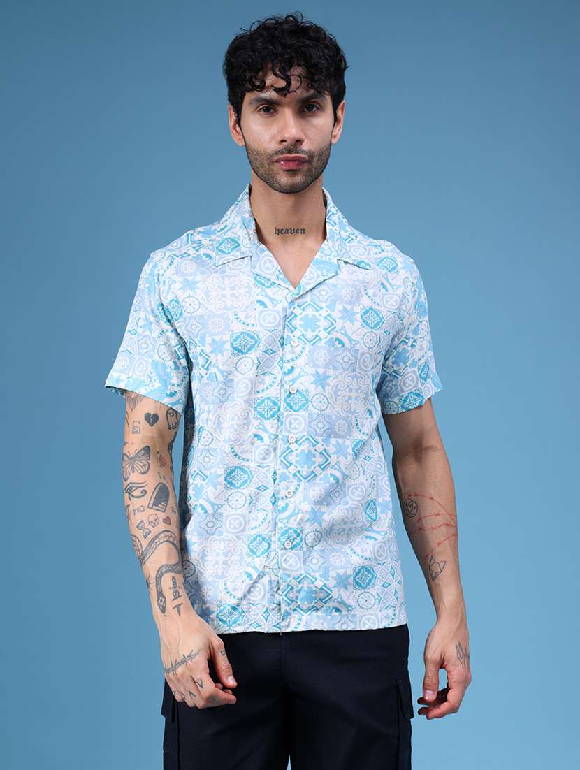 men printed short sleeve regular fit shirt - 22108046 -  Standard Image - 1