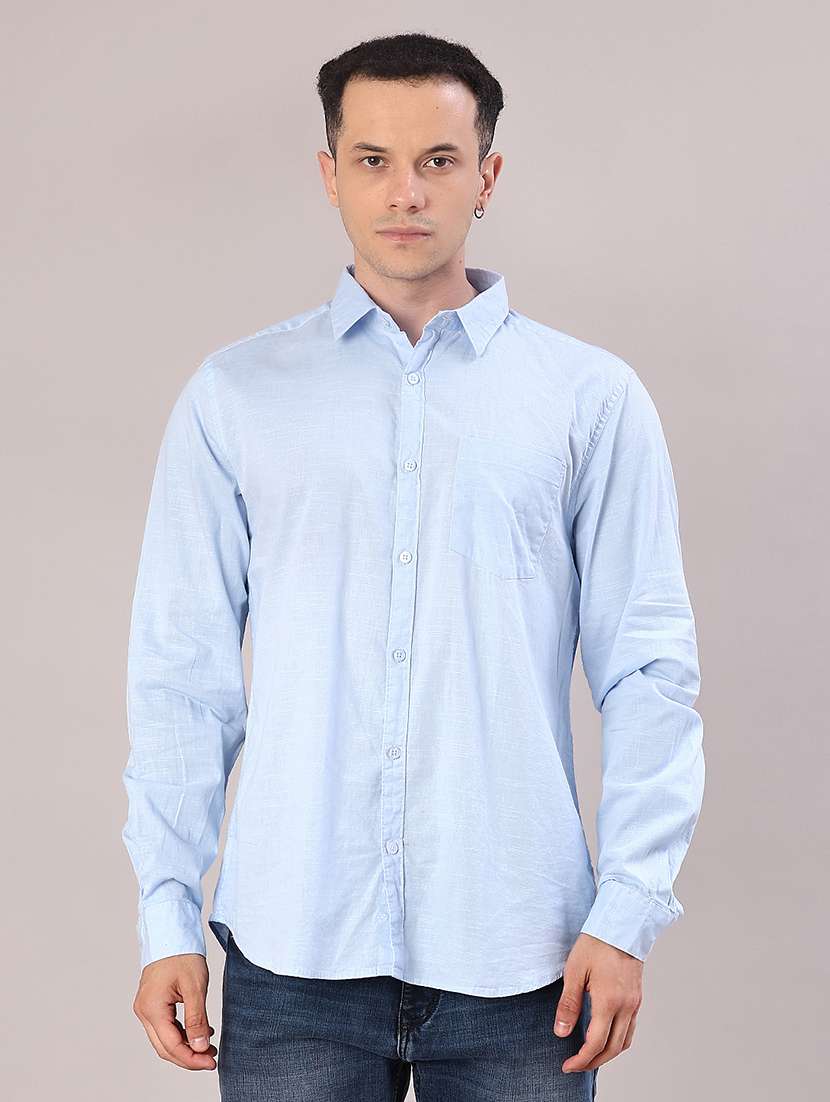 men solid long sleeve regular fit casual shirt - 22108052 -  Standard Image - 1