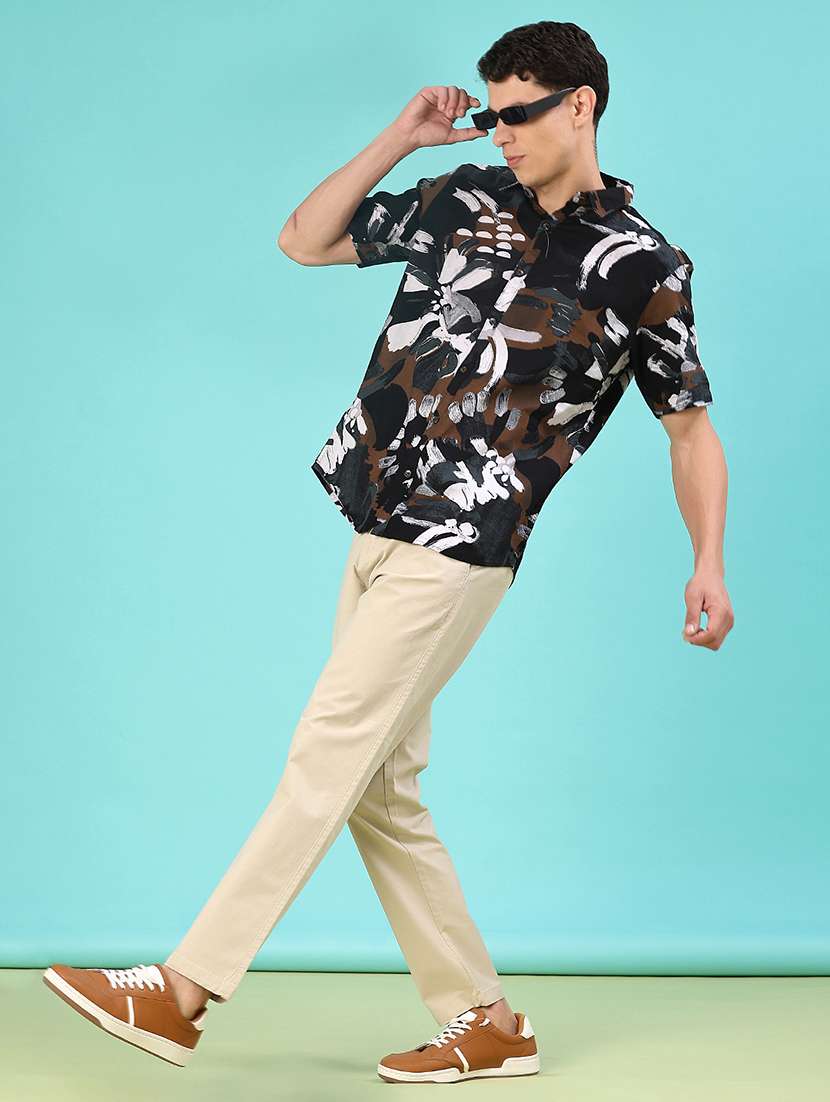 men printed short sleeve loose fit casual shirt - 22108053 -  Standard Image - 4
