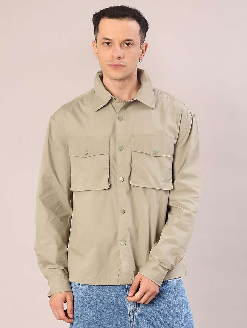 men solid long sleeve oversized casual shirt - 22108054 -  Standard Image - 1