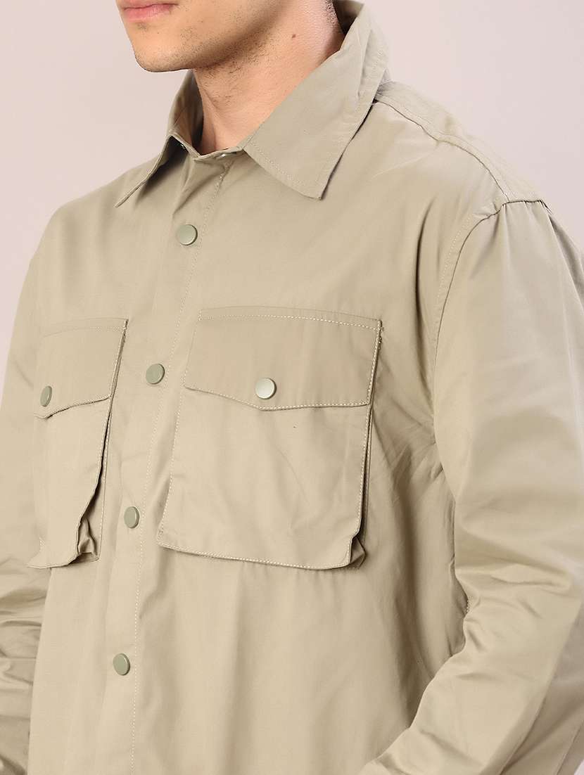 men solid long sleeve oversized casual shirt - 22108054 -  Standard Image - 4