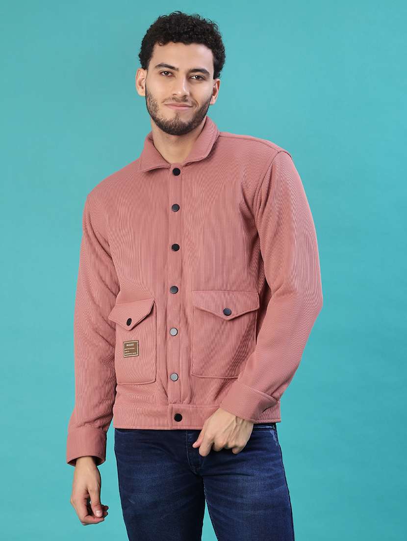 men solid long sleeve regular fit shacket - 22108057 -  Standard Image - 1