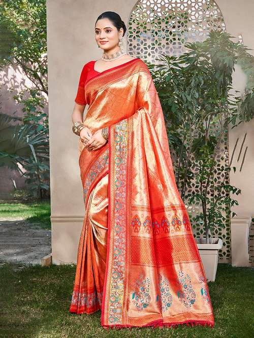 women self design kanjivaram saree with blouse - 22108075 -  Standard Image - 0