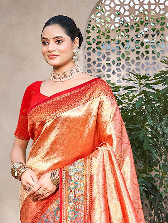 women self design kanjivaram saree with blouse - 22108075 -  Standard Image - 1