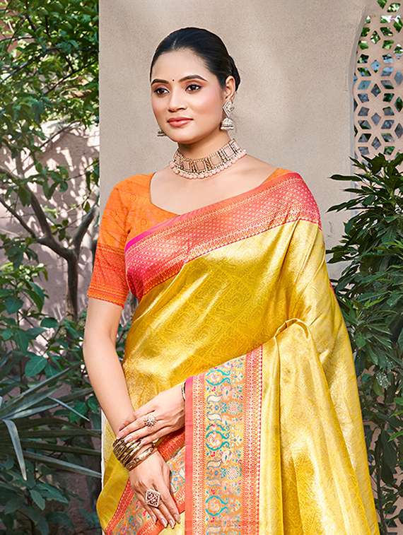 women self design kanjivaram saree with blouse - 22108079 -  Standard Image - 1