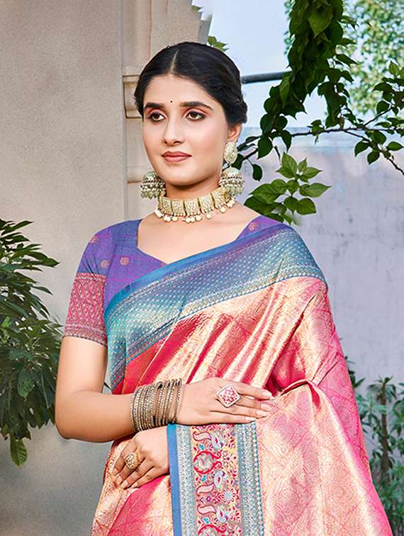 women self design kanjivaram saree with blouse - 22108080 - Standard Image - 1