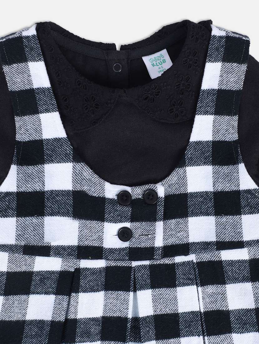 girls checkered round neck dungaree dress - 22108235 -  Standard Image - 4