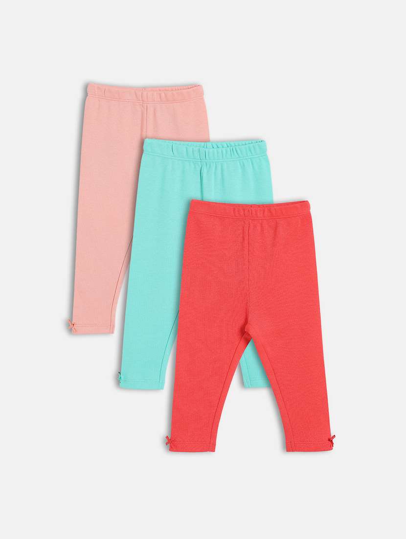 girls pack of 3 solid mid rise legging - 22108328 -  Standard Image - 1