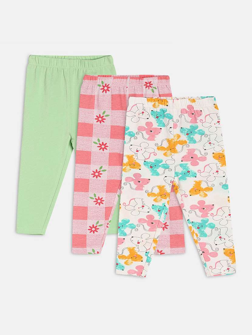 girls pack of 3 printed mid rise legging