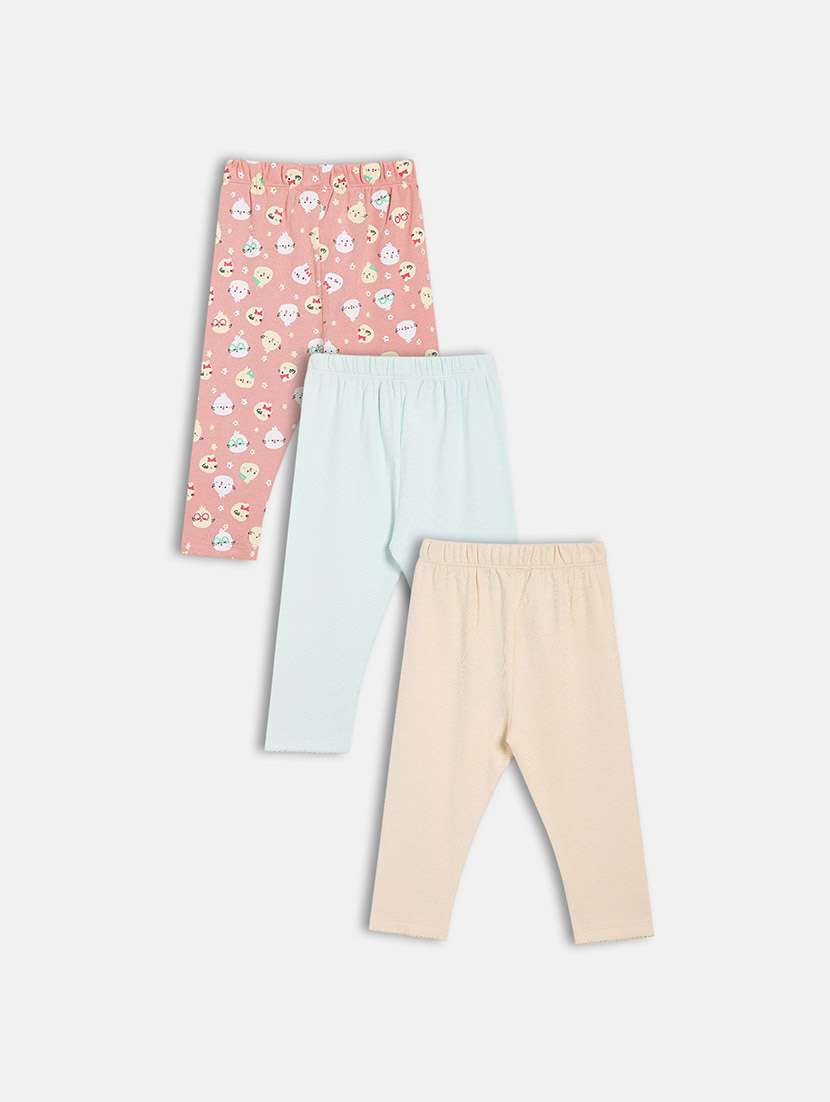 girls pack of 3 printed mid rise legging - 22108381 -  Standard Image - 1