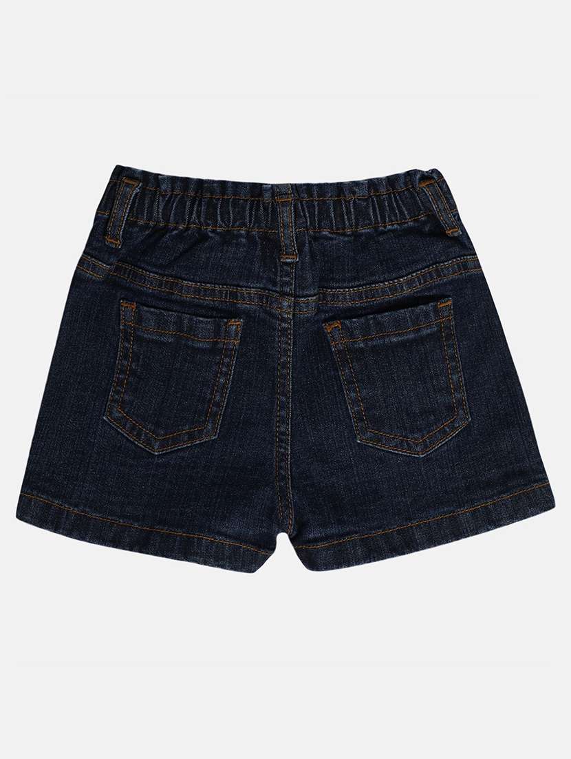 girls solid mid rise denim shorts - 22108401 -  Standard Image - 1