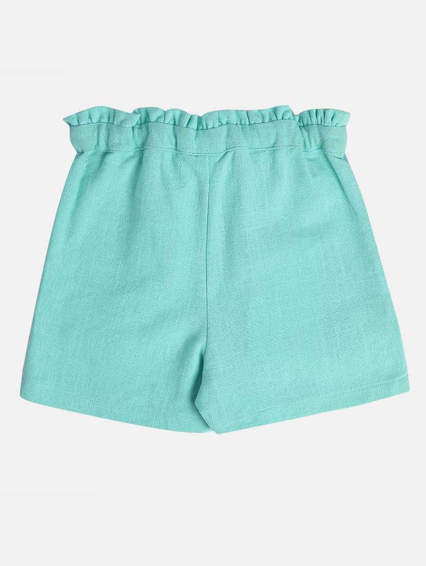girls solid mid rise shorts - 22108403 -  Standard Image - 1
