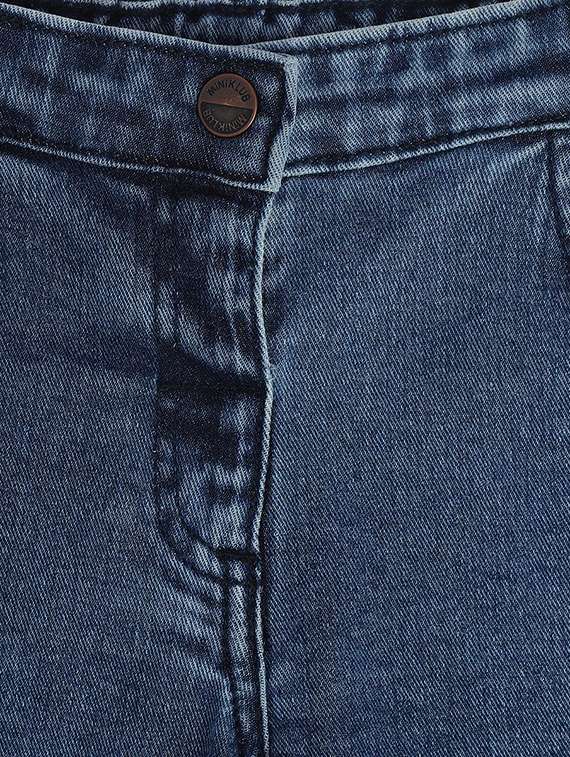 girls solid mid rise denim shorts - 22108404 -  Standard Image - 4