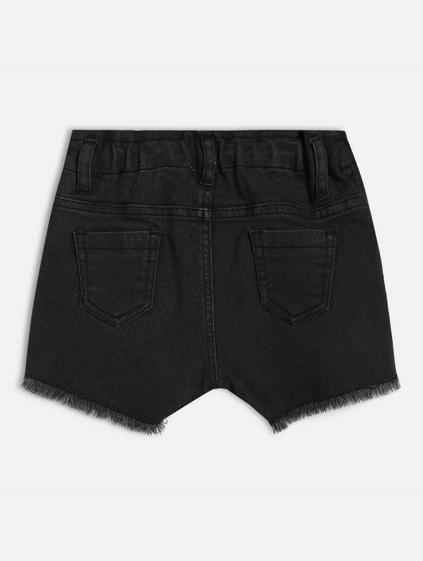 girls solid mid rise denim shorts - 22108423 -  Standard Image - 1