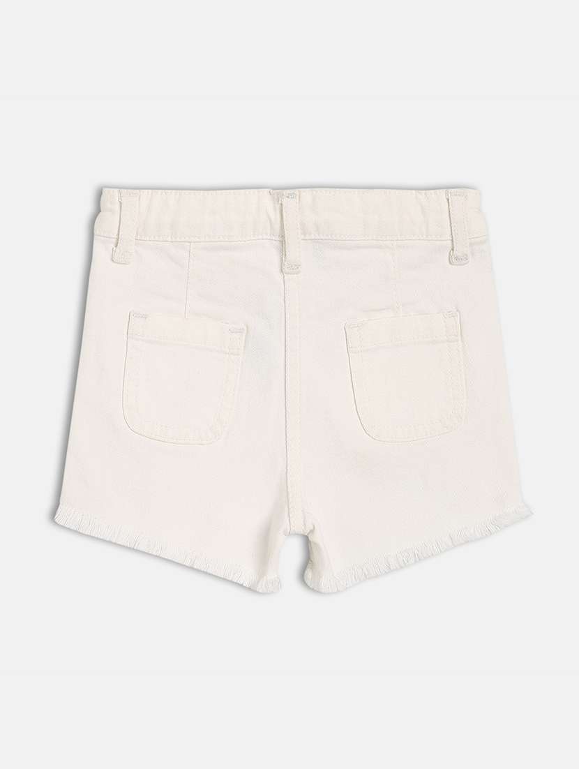 girls solid mid rise denim shorts - 22108424 -  Standard Image - 1