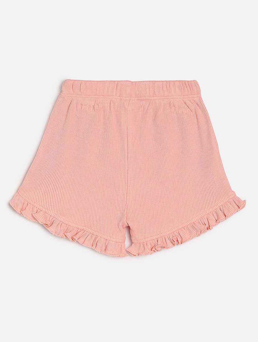 girls solid mid rise shorts - 22108439 -  Standard Image - 1